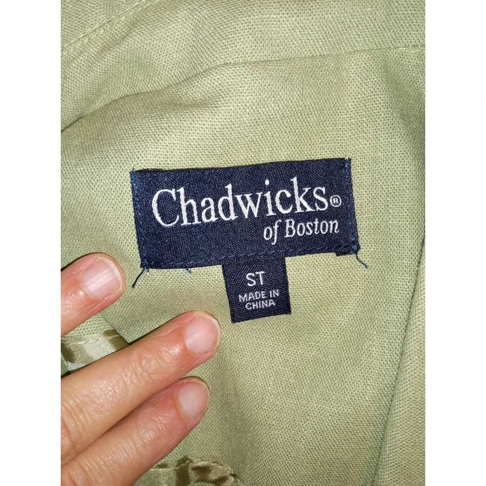 Chadwicks Jacket Blazer Womens Small Tall Sage Green 1 Button Linen Rayon - Picture 8 of 9